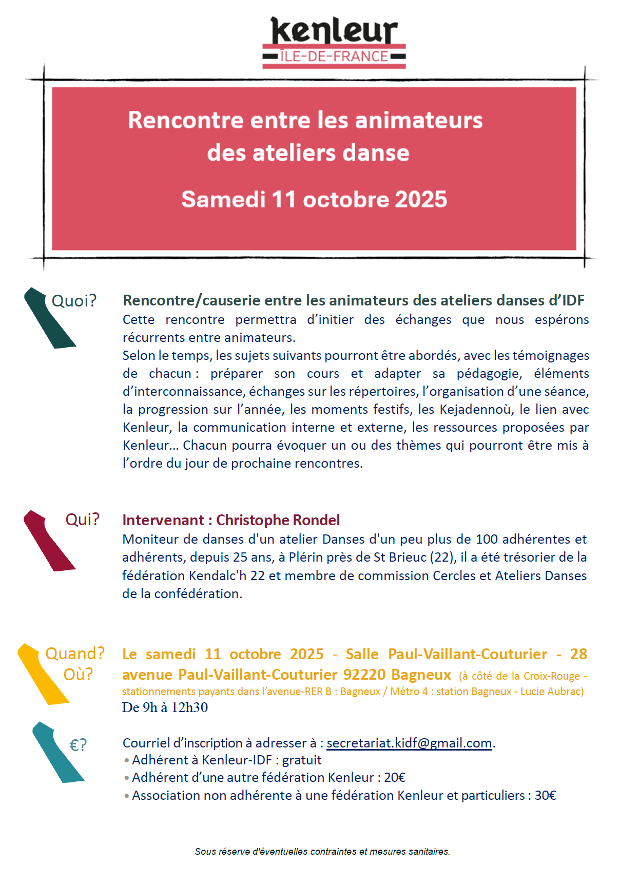 Rencontre animateur ateliers danse 11 octobre 2025